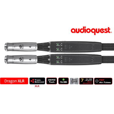 AudioQuest Cablu audio 2XLR - 2XLR  DRAGON, 0.75m, Level 7 noise Dissipation with Graphene, Solid PSS+, DBS X