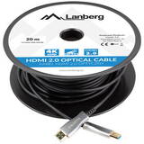 LANBERG Cablu HDMI 20m prin fibra optica, 4K, CA-HDMI-20FB-0200-BK