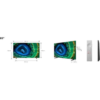 Televizor TCL MiniLed 85C955, 214 cm, Smart Google TV, 4K Ultra HD, 100hz, Clasa F (Model 2023)