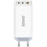 Incarcator GSM SAVIO LA-07 GaN 65W mains , USB, QC4.0+, PD 3.0, Alb