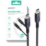 Cablu Date Aukey CB-MCC102 USB-C Power Delivery PD 100W 5A LED 1.8m Nylon Black