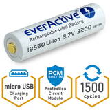 Acumulator Reincarcabil everActive 18650 3.7V Li-ion 3200mAh micro USB with protection BOX