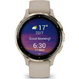 Smartwatch Garmin Venu 3S, GPS, Wi-Fi, curea silicon, French Gray/Soft Gold