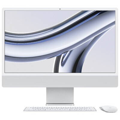 Sistem All in One iMac 24 inch 4.5K Retina, Procesor Apple M3, 8GB RAM, 256GB SSD, 10 core GPU, macOS Sonoma, INT keyboard, Silver