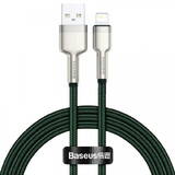 Cablu de date Baseus Cafule Metal, Fast Charging, CALJK-B06, USB - Lightning, 2m, Green