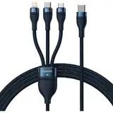 Baseus Cablu Flash Series II USB tip C / USB tip A - USB tip C / Lightning / micro USB 100 W 1,5 m albastru (CASS030203)