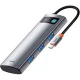 Hub USB Baseus 7in1 Metal Gleam Series USB-C la USB-C PD / 3x USB-A / HDMI / SD TF - gri