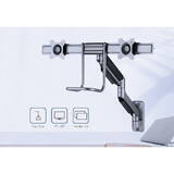 Suport TV / Monitor Gembird MA-WA2-02 Adjustable wall 2-display mounting arm, 17”-32”, up to 8 kg