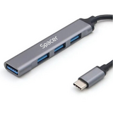 SPHB-TYPEC-4U-01, 3x USB 2.0 + 1x USB 3.0, Gray