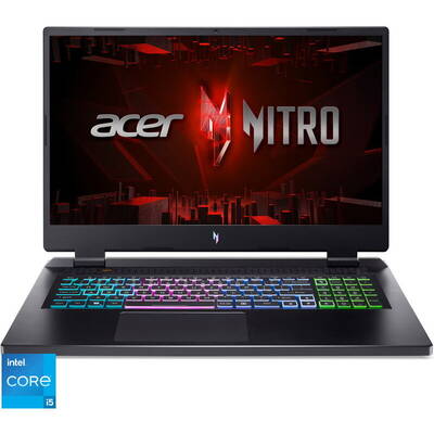 Laptop Acer Gaming 17.3'' Nitro 17 AN17-51, QHD IPS 165Hz, Procesor Intel Core i5-13500H (18M Cache, up to 4.70 GHz), 16GB DDR5, 512GB SSD, GeForce RTX 4060 8GB, No OS, Black