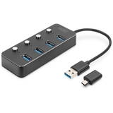 Hub USB Digitus USB 3.0, 4-port,  Aluminium