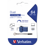 Memorie USB VERBATIM Store n Go Dual 49967, 64 GB, USB-C + USB 3.0, Blue