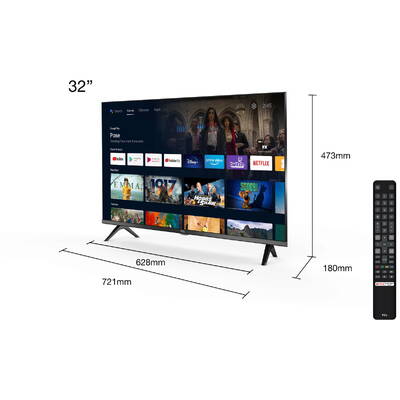 Televizor TCL LED Smart TV Android 32S6200 Seria S62 80cm negru HD Ready