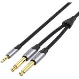Vention Cablu mini mufă audio de la 3,5 mm la 2x 6,5 mm BARHG 1,5 m (gri)