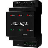 Shelly Comutator inteligent pe șină DIN Pro 3 cu contacte uscate, 3 canale