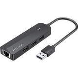 Hub USB Vention USB 2.0 cu 3 porturi cu adaptor Ethernet 100 Mbps CHPBB 0,15 m, negru