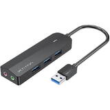 Hub USB Vention USB 3.0 cu 3 porturi și 2 plăci de sunet TRS 3,5 mm CHIBB 0,15 m negru