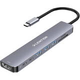 8in1 USB-C la 3x USB 3.0 + SD/TF + PD + USB-C + HDMI 4K60Hz (gri)