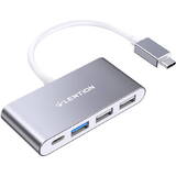 Hub USB Lention 4in1 USB-C la USB 3.0 + 2x USB 2.0 + USB-C (gri)
