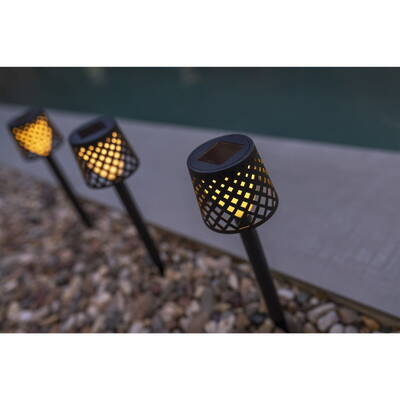 NewGarden Gretita Solar Garden Spike Lamp, pachet de 4 negru