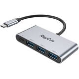 4-în-1 USB-C la 3x USB-A 3.0 5Gbps + PD 3.0 100W (gri)