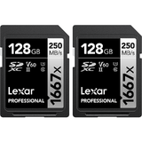Card de Memorie Lexar 128GB  SDXC Pro 1667X UHS-II U3 R250/W120 (V60) - 2pack