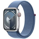 Smartwatch Apple Watch S9, 45mm Carcasa Aluminium Silver, Winter Blue Sport Loop