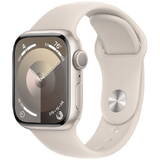Smartwatch Apple Watch S9, Cellular, 41mm Carcasa Aluminium Starlight, Starlight Sport Band - M/L