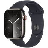 Smartwatch Apple Watch S9, Cellular, 41mm Carcasa Stainless Steel Graphite, Midnight Sport Band - M/L