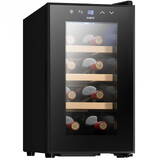 SRV25LM8, 3 rafturi din lemn, 21 litri, capacitate 8 sticle, clasa E, racire termoelectrica, iluminare interioara LED, control tactil cu afisaj electronic, 51 x 26.5 x 47.5 cm