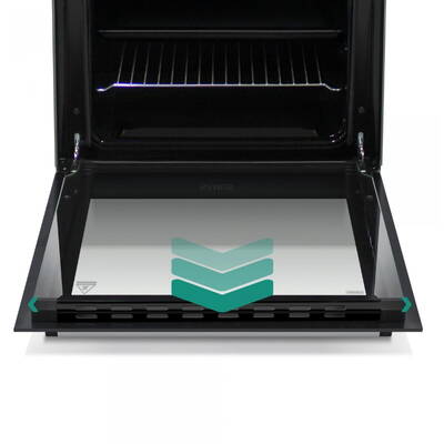 Aragaz pe gaz Samus SM664BPGS Antracit, 4 arzatoare, cuptor pe gaz 70 litri, 1 arzator Wok, aprindere electrica, dispozitiv siguranta plita si cuptor, timer, grill, latime 60 cm, negru