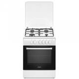 SM664ABS, 4 arzatoare, cuptor pe gaz 70 litri, dispozitiv siguranta plita si cuptor, latime 60 cm, alb