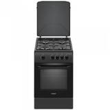SM561BBS Antracit, 4 arzatoare, cuptor pe gaz 54 litri, dispozitiv siguranta plita si cuptor, geam dublu la cuptor, capac metalic, latime 50 cm, negru