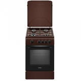 SM561MBS, 4 arzatoare, cuptor pe gaz 54 litri, dispozitiv siguranta plita si cuptor, geam dublu la cuptor, capac metalic, latime 50 cm, maro