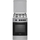 AL452BXS, 4 arzatoare, cuptor pe gaz 52 litri, dispozitiv siguranta plita si cuptor, geam dublu la cuptor, capac metalic, latime 50 cm, argintiu