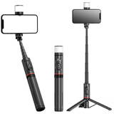 Selfie Stick Stabil Wireless, 75cm - Techsuit LED Tripod (Q12S) - Black