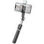 Selfie Stick Bluetooth cu Telecomanda, Lumini LED si Trepied, 80cm - Hoco (K16) - Black