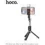 Selfie Stick Bluetooth cu Telecomanda, Lumini LED si Trepied, 80cm - Hoco (K16) - Black