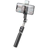 Selfie Stick Bluetooth cu Telecomanda, Lumini LED si Trepied, 80cm - Hoco (K16) - Black