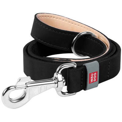 Natural leather dog leash WAUDOG W. 20mm, lgth. 122cm black