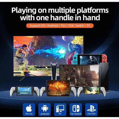 Gamepad Controller fara Fir cu Bluetooth pentru Telefon, Tableta, Switch/PS4, 400mAh - Techsuit (BSP-D9) - White