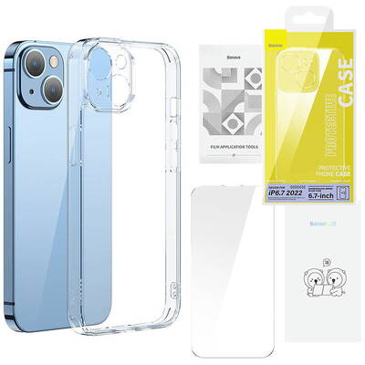 Zestaw ochronny Baseus SuperCeramic przeźroczyste, szklane etui i szkło hartowane do iPhone 14 Plus