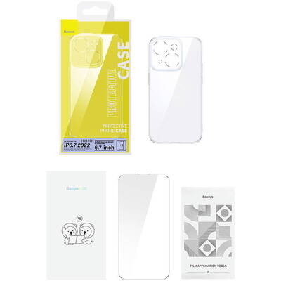 Zestaw ochronny Baseus SuperCeramic przeźroczyste, szklane etui i szkło hartowane do iPhone 14 Plus