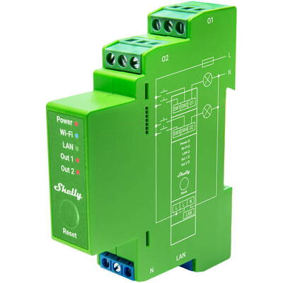 DIN Rail Smart Switch Shelly Pro Dimmer , 2 channels