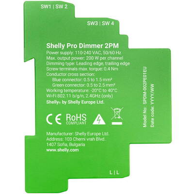 DIN Rail Smart Switch Shelly Pro Dimmer , 2 channels