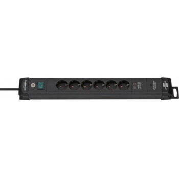 Brennenstuhl "Premium-Line" Multi Socket, 6-way, 2x USB, switch, 3m, black
