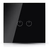 INTRERUPATOR DUBLU DIN STICLA CU TOUCH, NEGRU