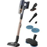 Aspirator vertical Electrolux Wet 800 EP82H25WET, autonomie pana la 90 min, 25,2 V, 4000 mAh, putere aspirare 140 AW, ecran LCD, 3 viteze + AUTO, 0,4 l, perie Turbo cu LED, perie mopping cu LED, stand incarcare pe podea, albastru indigo