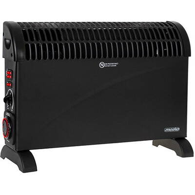 MESKO Convector electric MS7741W, 2000 W, 3 trepte, Termostat reglabil, Ventilare, Negru