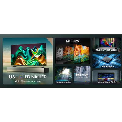 Televizor Hisense 65U6NQ TV 165.1 cm (65") 4K Ultra HD Smart TV Wi-Fi Grey 600 cd/m²